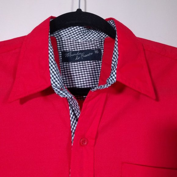 Franco De Mundo red button up shirt long sleeve fits size S - Picture 2 of 6